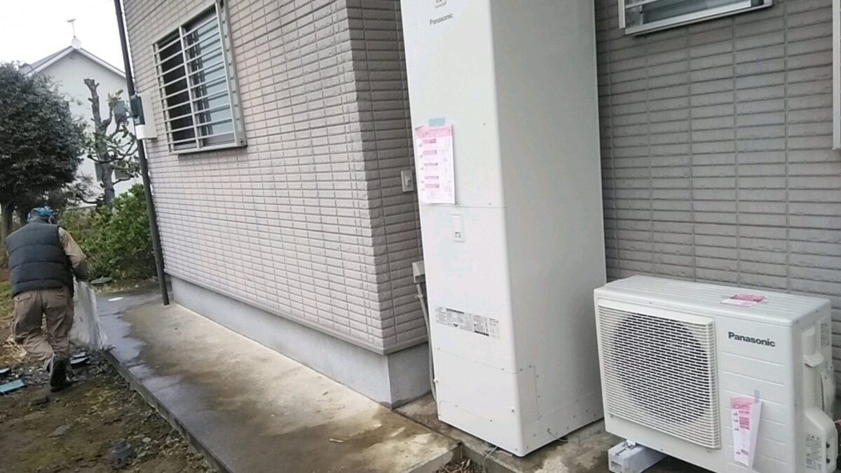 つくばみらい市　長戸呂でパナソニック補助金対応モデルのエコキュートHE-S46LQSの　交換施工の画像です。