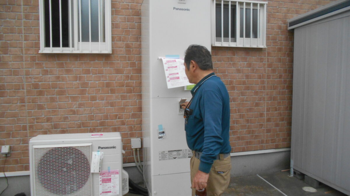 下妻市　原で井戸水対応マイクロバブル付きエコキュートの交換を　いたしました。