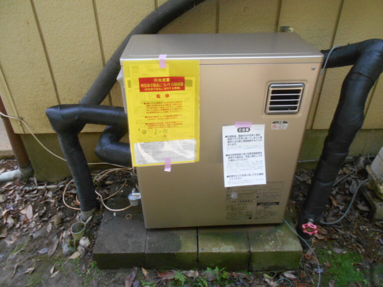 茨城県石岡市小屋(旧八郷町)で長府の石油直圧式給湯器IBF-3970Dの施工