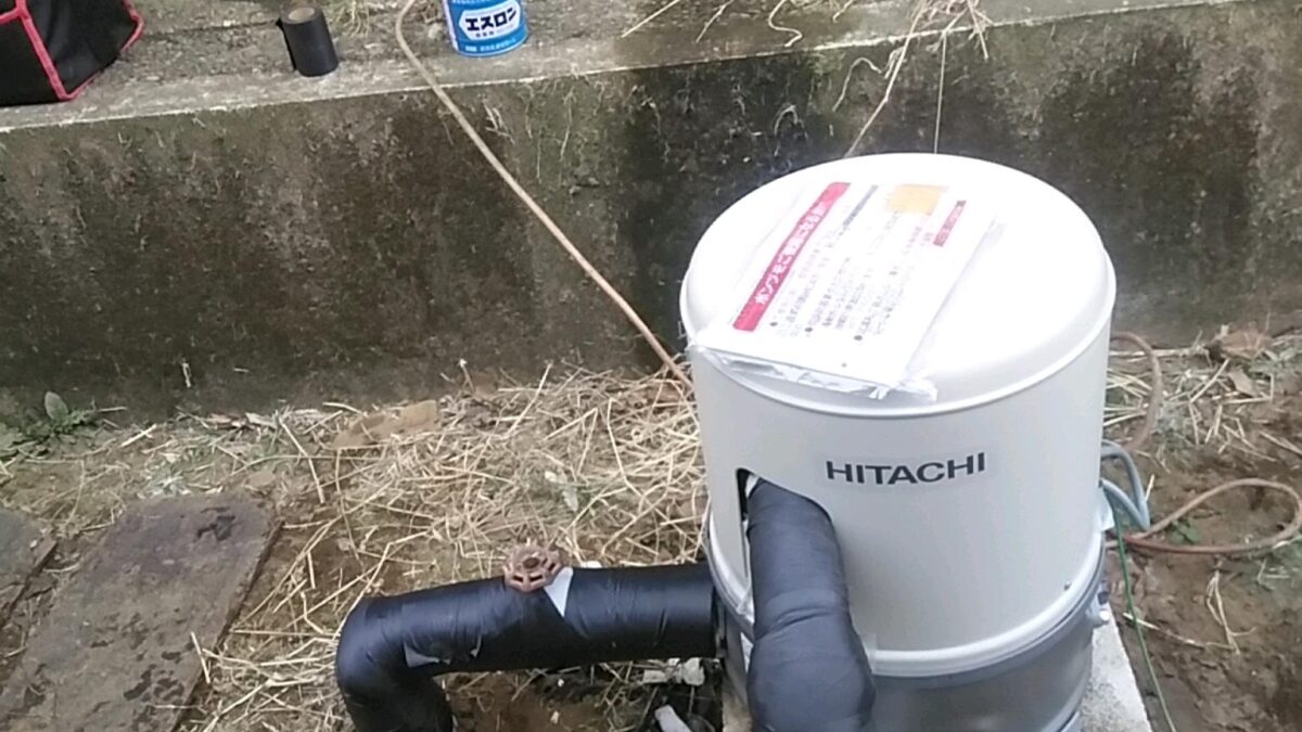 つくば市遠東(とおひがし)で　日立の最新式WTP-200V浅井戸ポンプを取り付けました。