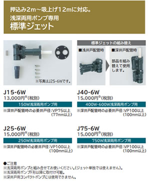 浅深両用ポンプ専用 標準ジェット、深井戸専用ジェット - おんせん屋